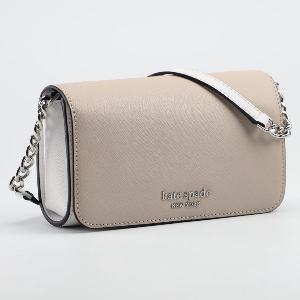 KATE SPADE - Cameron Small Flap Crossbody White/Beige